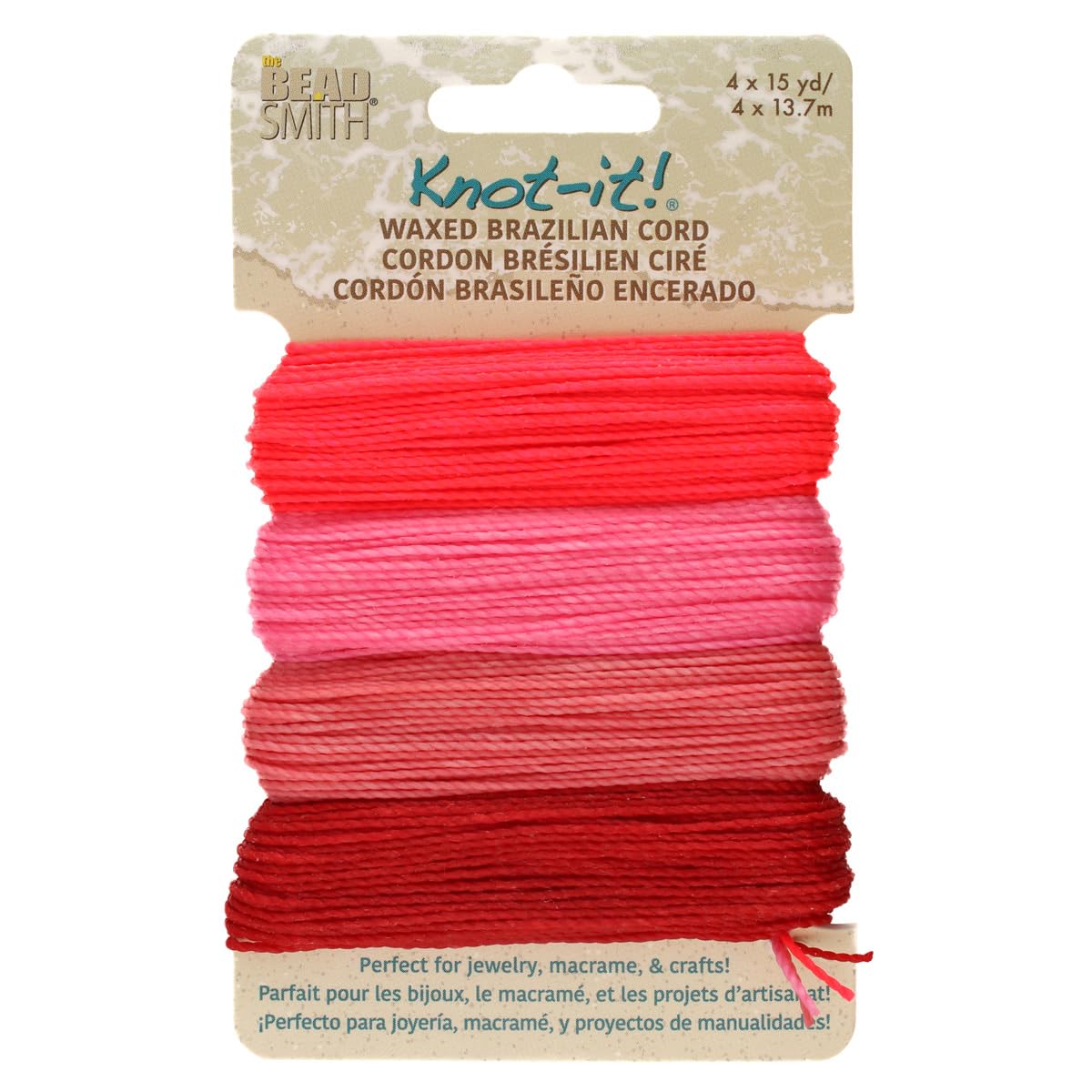 The Beadsmith Knot It Waxed Polyester Cord – Floral Vibes – 0.7mm Diameter – 4 Cords, 15 Yards Each – Make Jewelry, Macrame, Friendship Bracelets and DIY Crafts