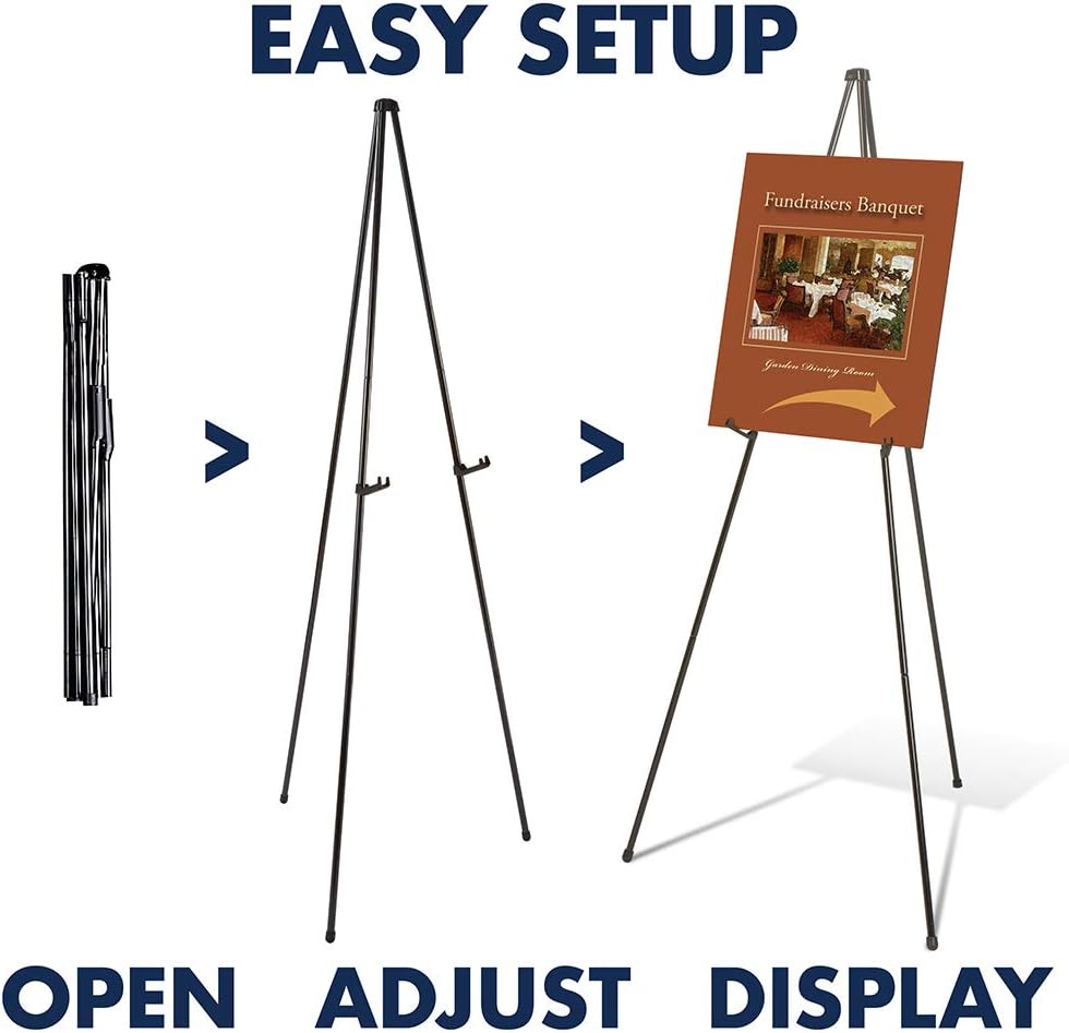 Quartet Easel, Instant Easel Stand, Heavy-Duty, 64", Supports 10 lbs., Tripod Base (27E), Black : Artists Easels : Office Products