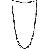 COOLSTEELANDBEYOND Long Multi-Strand Statement Necklace For Women, Elegant Layered Waterfall Chains, Crystal Beads Pendant