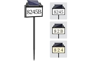 ROTTOGOON Solar Power Address Sign, House Numbers for Outside Rechargeable LED Illuminated Lighted Address Signs with Outdoor Waterproof, Address Plaque with 3 Color Temperature for Street Yard Home, Black