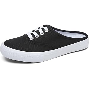 POVOGER Women's Canvas Mules, Slip-On Comfort Shoes with Cushion | Breathable canvas upper, removable insole, non-slip outsol