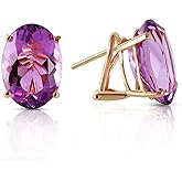 Galaxy Gold GG 14k Yellow Gold 15.10 Carat Oval-shaped Purple Amethyst French Clip Earrings
