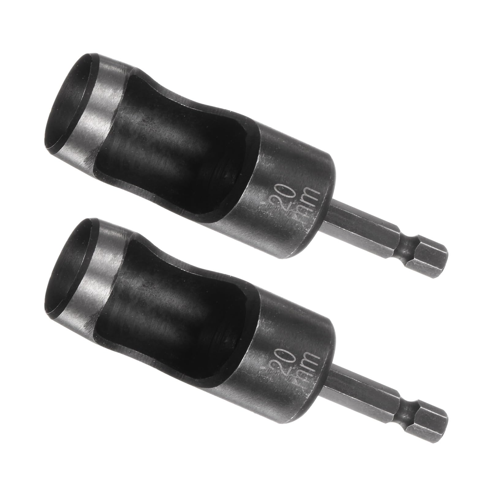 Kozelo 2pcs Leather Hole Punch Tool - [20mm x 1/4" Shank] Extension Hex Shank Drill Bit High-Carbon Steel Rotary Hollow Puncher for Fabric Leathercraft Belts Use, 126mm Length