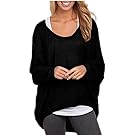 Zanzea Femme Casual Lâche Automne Irrégulier Manches Chauve-Souris Longue Pull-Over Shirt
