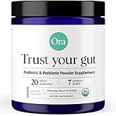 Ora Organic Prebiotic and Probiotic Powder Supplement - 20 Billion Probiotics, 7 Strains for Best Prebiotic Powder, Non-GMO, Probiotics for Women, Men & Kids - Lavender Lemonade Flavor, 30 Servings