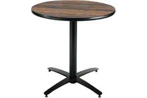 KFI Seating Round Pedestal Table with Arched X Base, Commercial Grade, 36-Inch, Walnut Laminate, Made in the USA