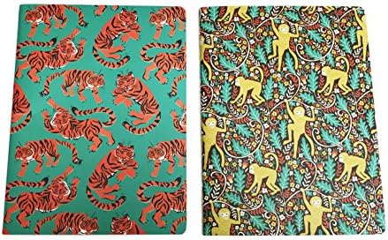 Jungle Friends Monkey's & Siberian Tiger's Set of Two Lined Novelty Notebooks