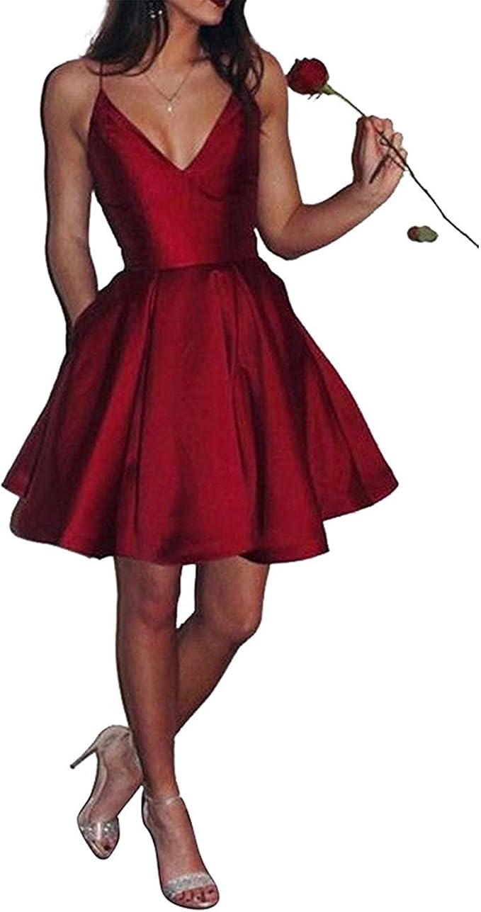 Kleid Rot Kurz Spaghettiträger