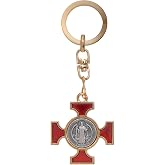 Holyart Key Rings: Celtic keychain in golden metal, Saint Benedict