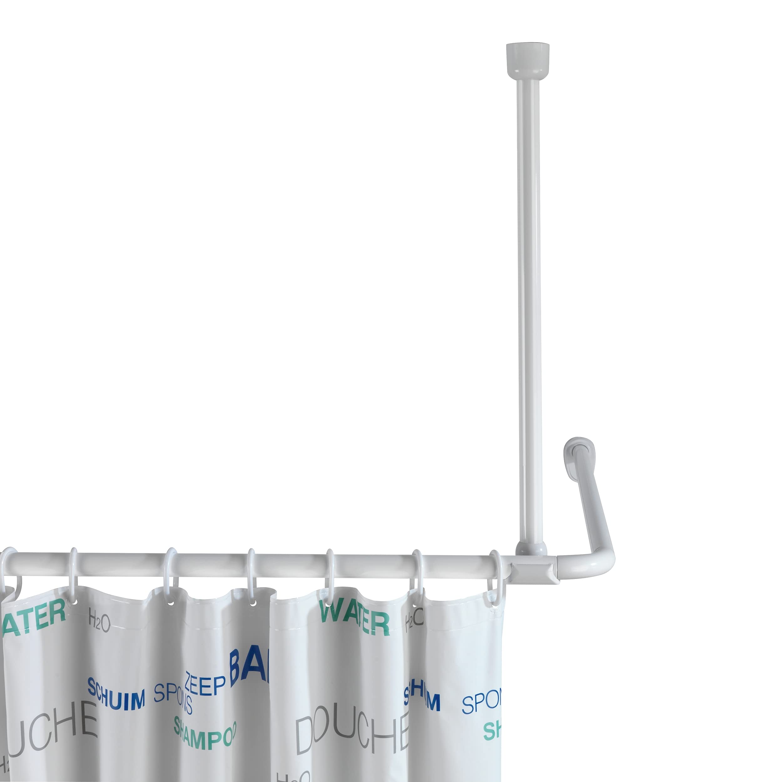 Wenko 19213100 Ceiling support for telescopic shower rail 57 cm length, Metal Aluminium, White — image 1