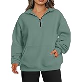 TAKEYAL Plus Size Sweatshirts for Women Pockets Half Zip Pullover Long Sleeve Oversized Drop Shoulder Y2K Clothes