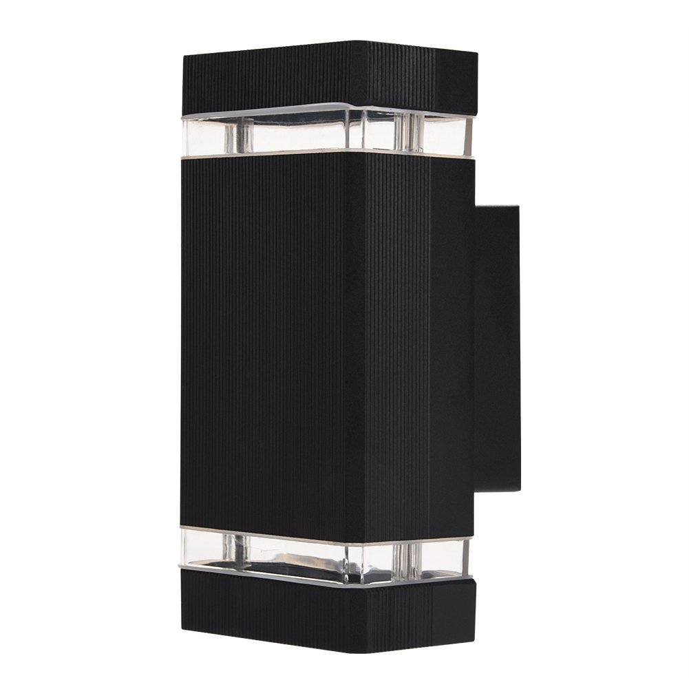 Indoor/Outdoor Double up & Down Wall Light, 1Pc Black LED Wall Light Home Bedroom Decor Lamp 2*GU10 5W LED Bulbs Included