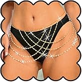 JEWEKY Rhinestone Waist Chain Gold Layered Belly Chains Fashion Rave Body Accessories for Women