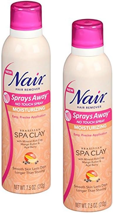 Nair Sprays Away, Brazilian Spa Clay, 7.5 Oz - 2 Pack