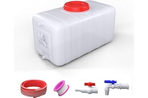 Water Storage Tank with Spigot,3m Hose and Control Valve, 50L/80L/110L Large Plastic Emergency Water Tank,Water Storage Conta