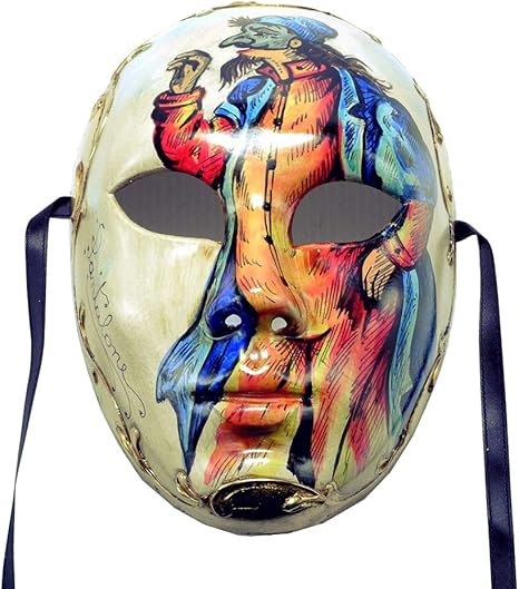 Amazon Co Jp イタリア製 ベネチア カーニバル マスク コスプレ 仮面 パンタローネ 道化師 手描き 限定品 e 800pa ホーム キッチン