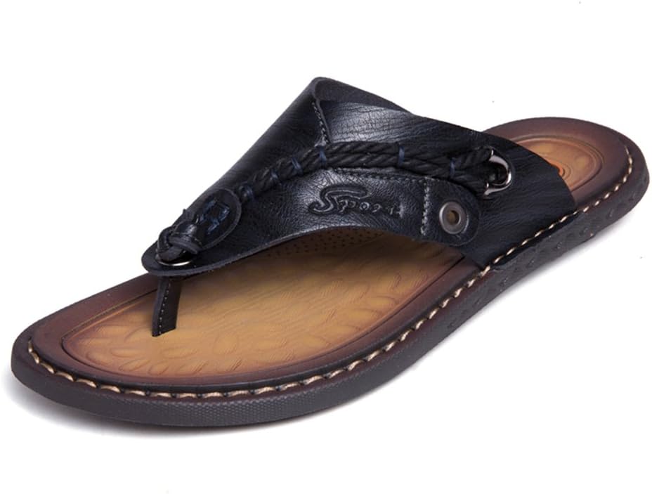 IGxxSandals for Men Classic Leather Anti-skidding Flip-Flops Slippers Outdoor