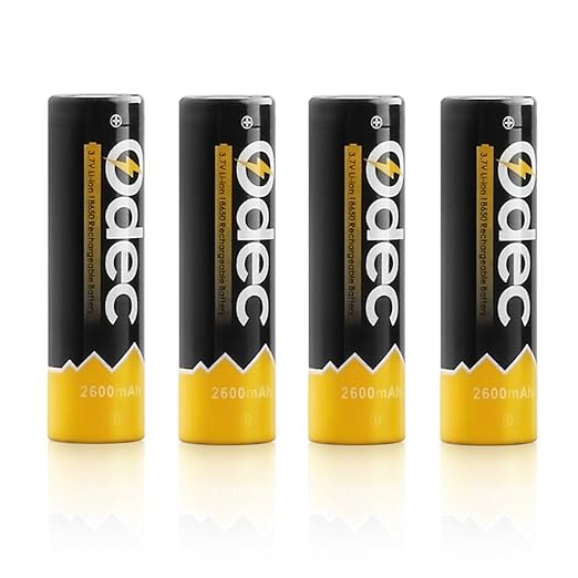 title=Odec Batteria Ricaricabile 18650 Li-Ion 3,7V 2600mAh, Massima Corrente di