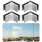 LukLoy Railing Glass to Glass Clamp, Stainless Steel 304 Bracket for Glass Balustrade Railing Pool Fence (90°, Pack of 4)