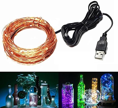 JIAEN LED Fairy Copper String Lights USB Connect 10m/100leds for Decorative (Natural White)