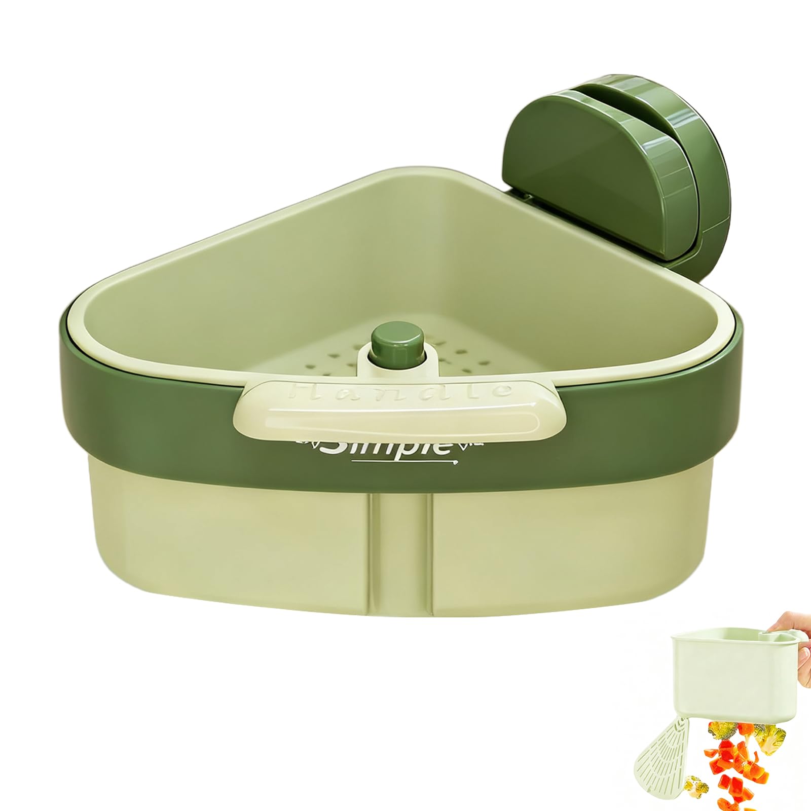 Photo 1 of 2026 New Suction Cup Sink Strainer | Corner Sink Strainer | Sinks Trash Food Waste Catcher | Triangle Storage Rack with Drain Hole | Press Automatic Dumping Sinks Drainer Basket