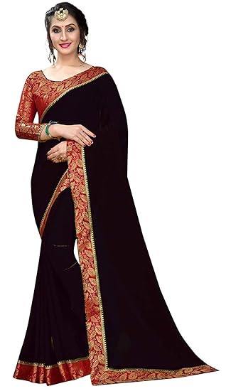 Women's Chiffon Saree With Blouse Piece(Saree Under 300)