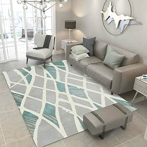 Vlejoy Sala de Estar Alfombra Decoración de Alfombra de Sala Gris Azul