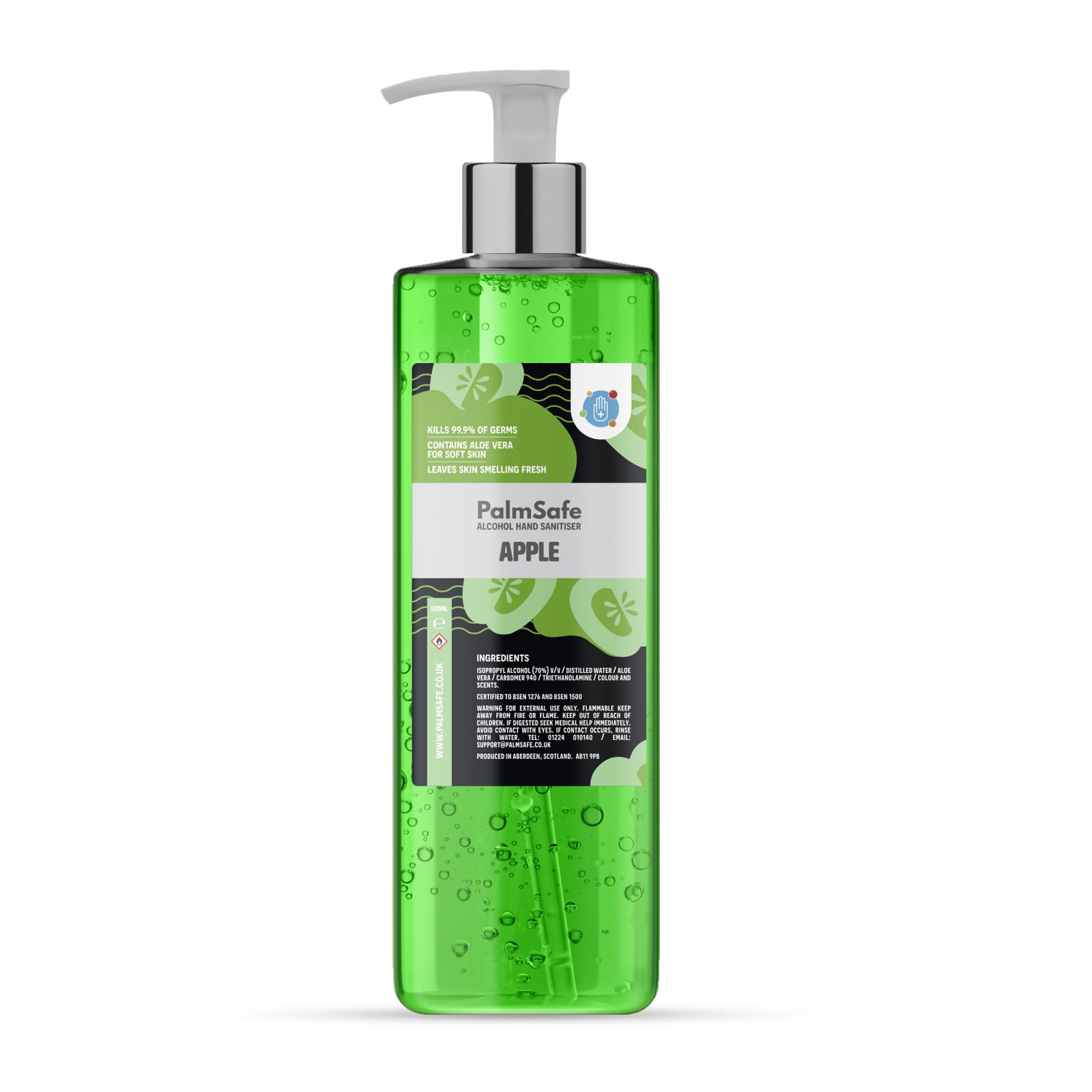 Palm Safe Apple Alcohol Hand Sanitiser 500 ml Pump Bottle