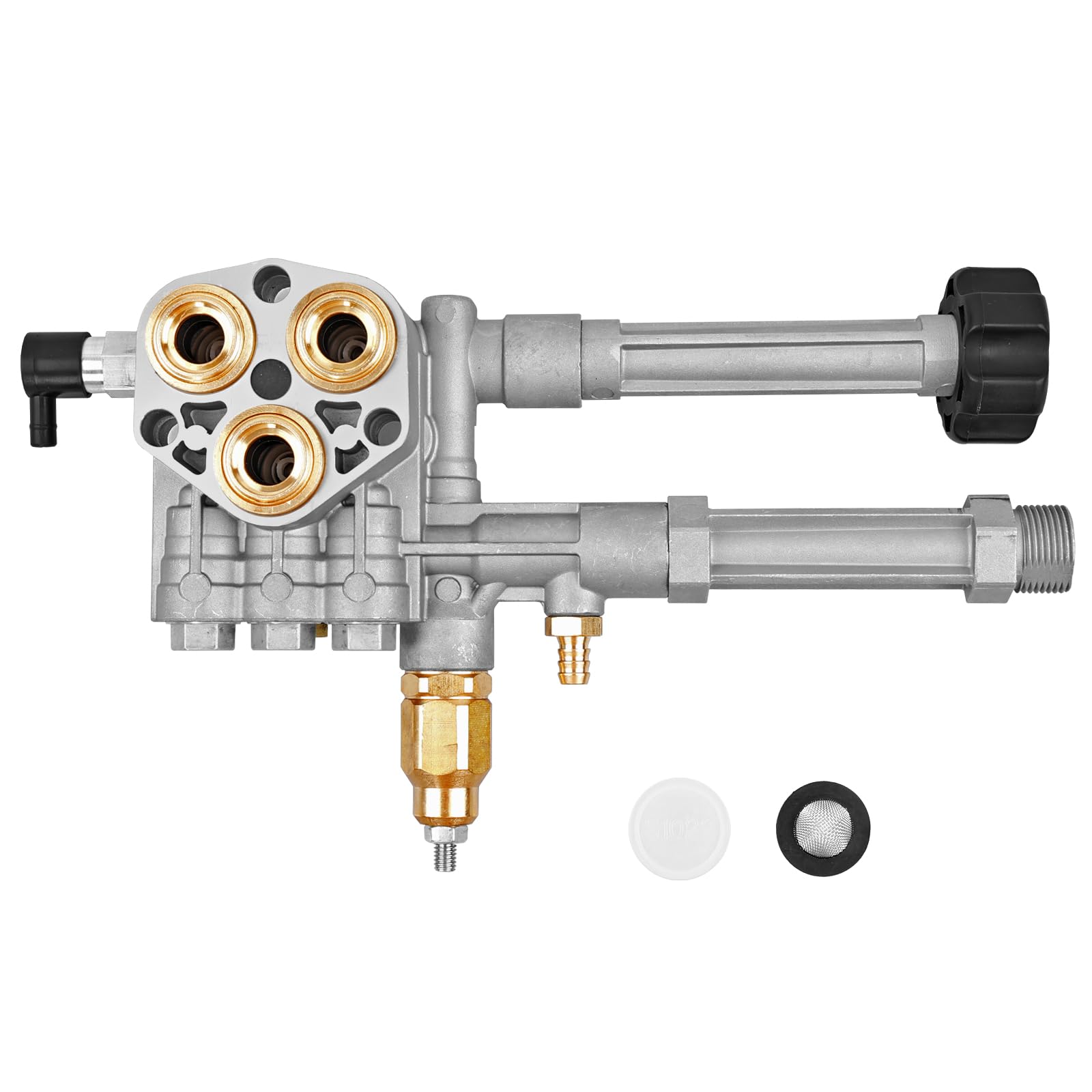 Photo 1 of AR43361, 43361 Complete Pump Head with Unloader & Installed Thermal Relief Valve, for Annovi Reverberi Pressure Washer Pump Head Replacement Kit SRMW2.3G28 & SRMW2.4G28