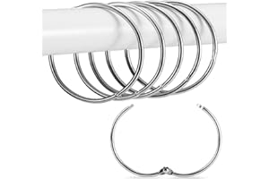 Shower Curtain Hooks, Shower Curtain Rings, Round Snap Black Shower Curtain Rings, Decorative Metal Rustproof Shower Curtain 