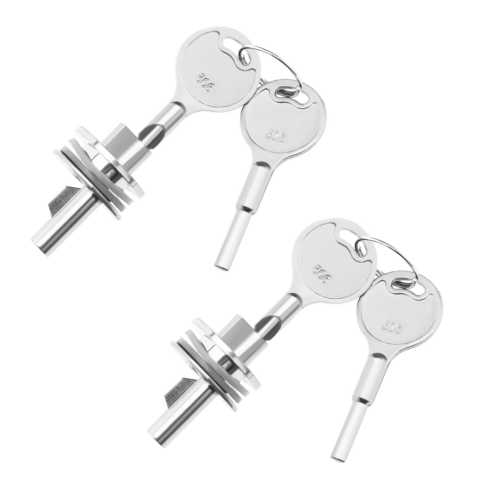 EMSea 2 Sets Glass Door Lock Sliding Showcase Exhibition Cabinet Terrarium Lock with 4 Keys 25x25MM for Glass Cabinet Doors Doors and Windows Jewelry Cabinets