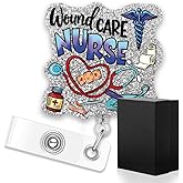 ERHACHAIJIA Wound Care Nurse Retractable Glitter Badge Reel with Clip, Funny Hemostatic Patch Gifts for WOCN Nurse, Thank You Gifts for Wound Care Team Patient Care Technician Wound Care Specialist