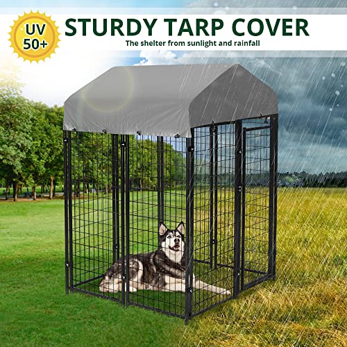 PawGiant Dog Kennel Outdoor Dog House with Roof Outside Dog Kennel