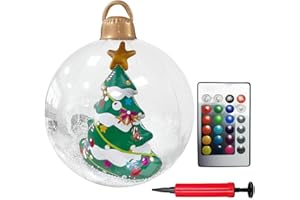24 Inch Inflatable Christmas Decorated Ball Ornament Giant Inflatable Snow Globe Outside Christmas Decorations, Xmas Blow Up 