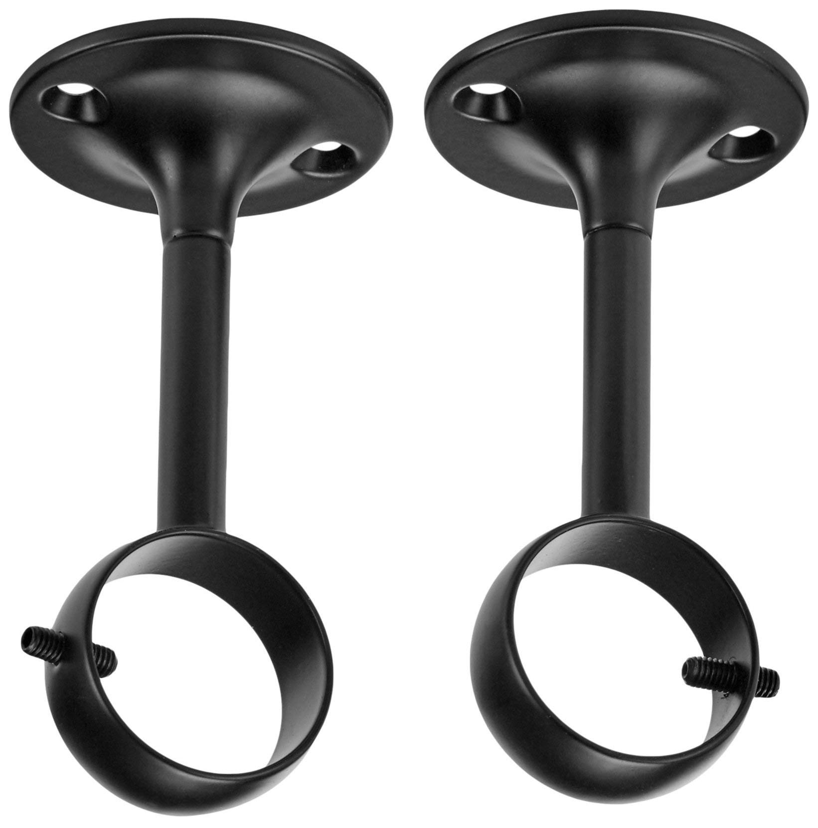Amazon Basics Metal Curtain Pole Ceiling Brackets for up to 25 mm Curtain Rod, Set of 2, Black