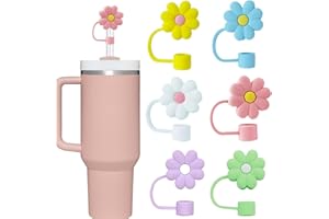 Hotanry Stanley Cup Straw Cover, 6 Pcs Straw Toppers for Stanley Cups 30&40 oz Cute 10mm Silicone Straw Cover Cap for Stanley Cup Simple Modern Yeti Tumbler Flower Straw Topper Reusable