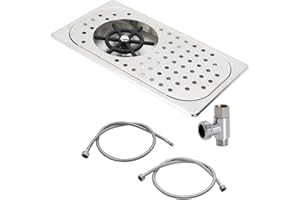 DIBTSA Pitcher Rinser, Espresso Rinser, Drain and Drip Tray, Stainless Steel Bar Glass Rinser for Sink, Cup Washer Spray Rinser for Home Kitchen Hotel Cafe Restaurant (12.8 x 6.9 x 0.9 inch,Silver)