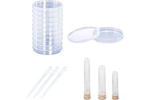 10 Pack Clear Petri Dish Kit, Sterile Thick Plastic Petri Dishes with Lid, 90mm X 15mm Lab Petri Dishes with Lid for Lab Anal