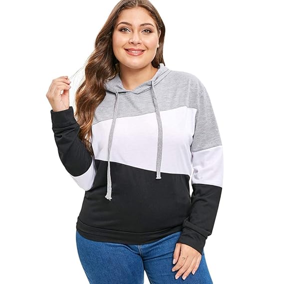 plus size color block hoodie