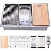 30 Inch Undermount Kitchen Sink Stainless Steel, 30 x 19 Inch Single Bowl Undermount Workstation Sink 10 Inch Deep Commercial