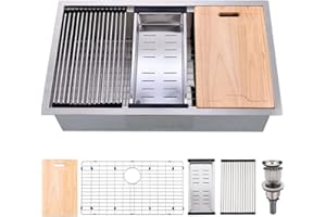 BOOMHOZE 30 Inch Undermount Kitchen Sink Stainless Steel, 30 x 19 Inch Single Bowl Undermount Workstation Sink 10 Inch Deep Commercial 16 Gauge Stainless Steel