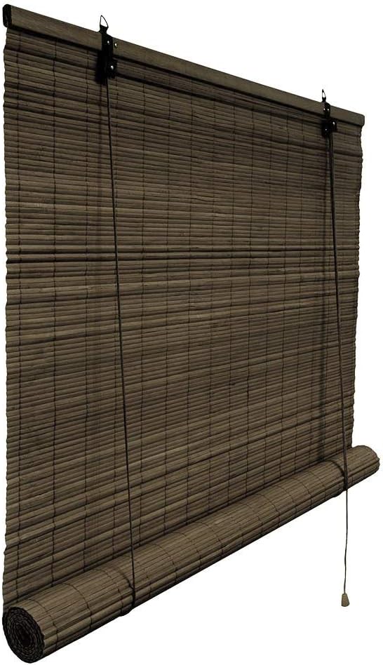 Victoria M. Klemmfix Bamboo Roller Blind 80 x 220 cm in Dark Brown Colour - Without Drilling with Klemmfix Technology