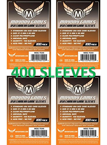 Mayday Games 7044 Clear Sleeves 57.5x89mm USA Chimera Size (4x100 Pack, 400 sleeves)