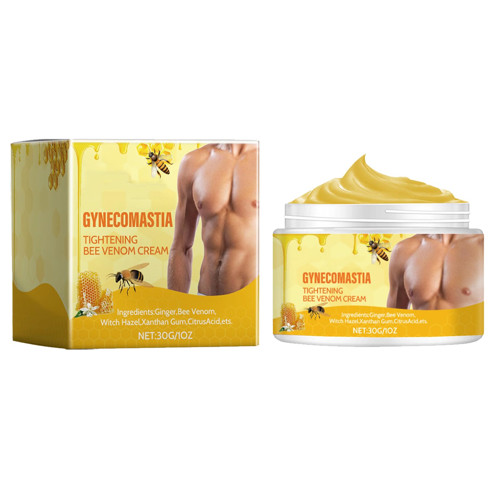Breast Firming Massage Cream with Bee Venom, Gynecomastia Firming Cream, Cellulite Reduction Cream, Male Chest Massage Cream, Natural Breast Creams