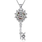Wheel of Hecate Necklace 925 Sterling Silver Hecate Key pendant Necklace Triple Moon Goddess Pendant Necklace Wiccan Jewelry Gifts for Women