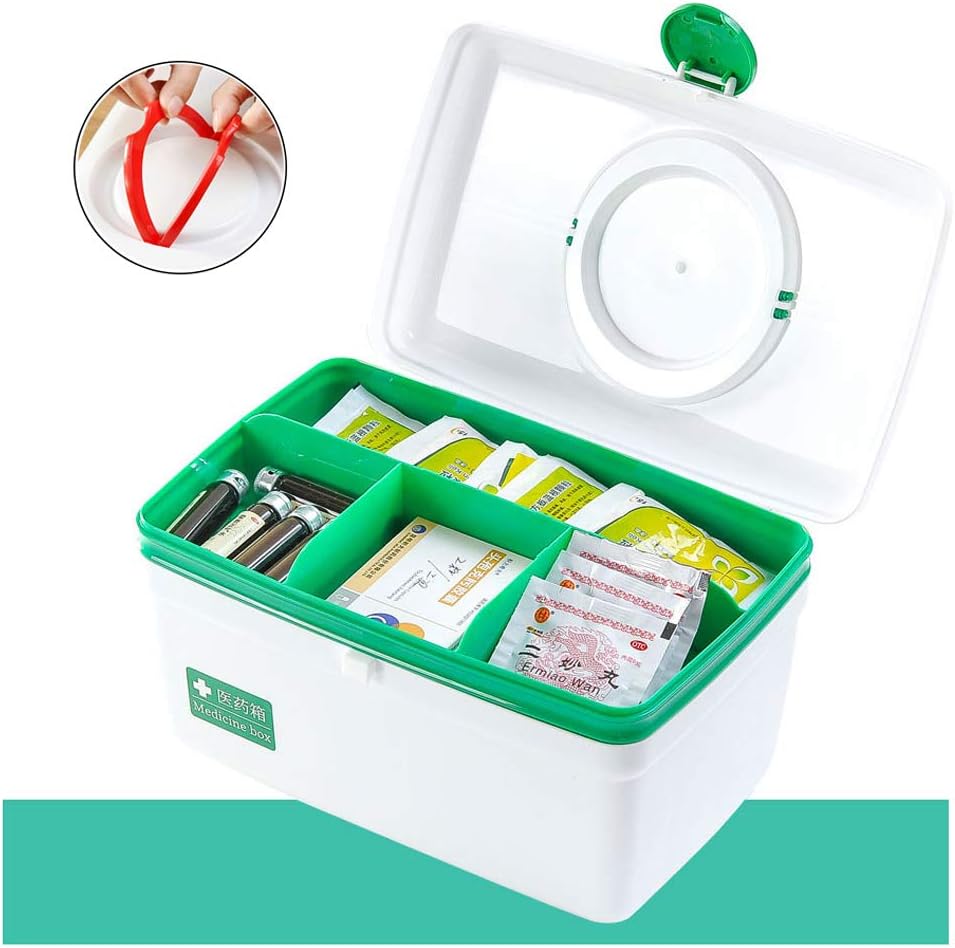 YXYLD Medicine Cabinet Storage Medicine Storage Box Cross Safety Buckle Double Handle Double Layer Preferred Pp Material First Aid Kit Box L-Red