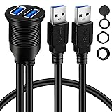 BATIGE 2 Ports Dual USB 3.0 Male to USB 3.0 Female