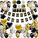 2022 Graduation Party Decorate Supplies, Black Gold Banner Balloon Tassels for Adults Kids High School College Senior Congrats Photo Frame Yard Sign