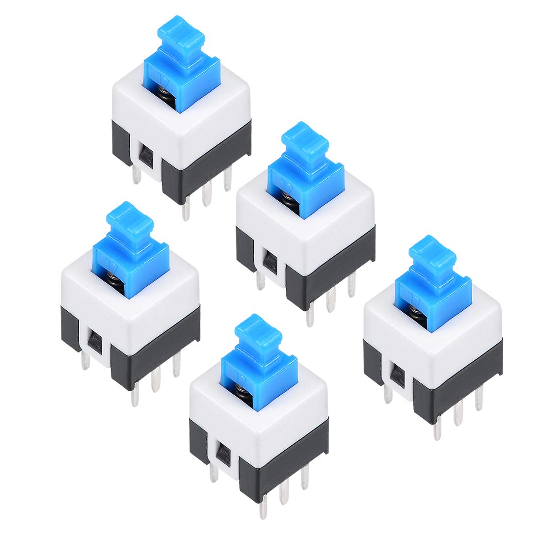 sourcing map 5 Pcs 6 Pin PCB Light Touch Latching Push Button Tact Tactile Switch 7 x 7 x 12mm