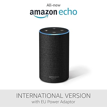 Amazon Echo (2. Generation), Anthrazit Stoff – Internationale Version, EU-Netzteil